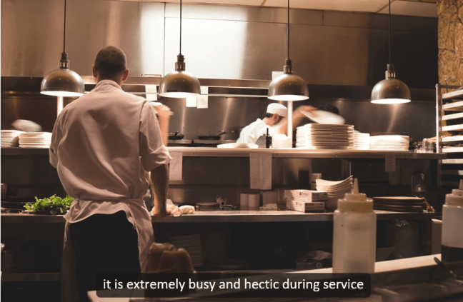 Universal Captions example - Restaurant Kitchen